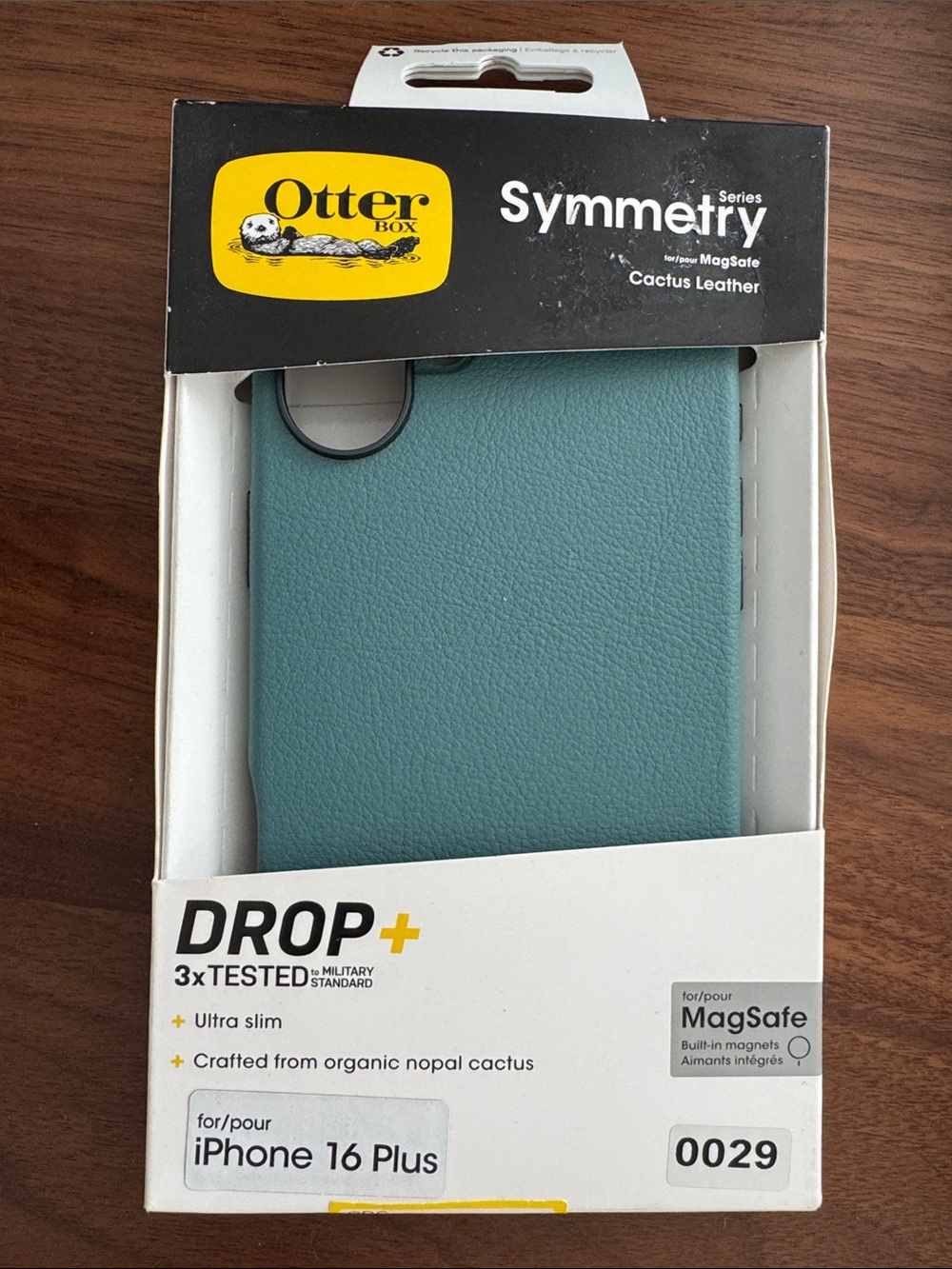 OtterBox Symmetry Series Drop+ Cactus Leather Case for iPhone 16 - Teal Green